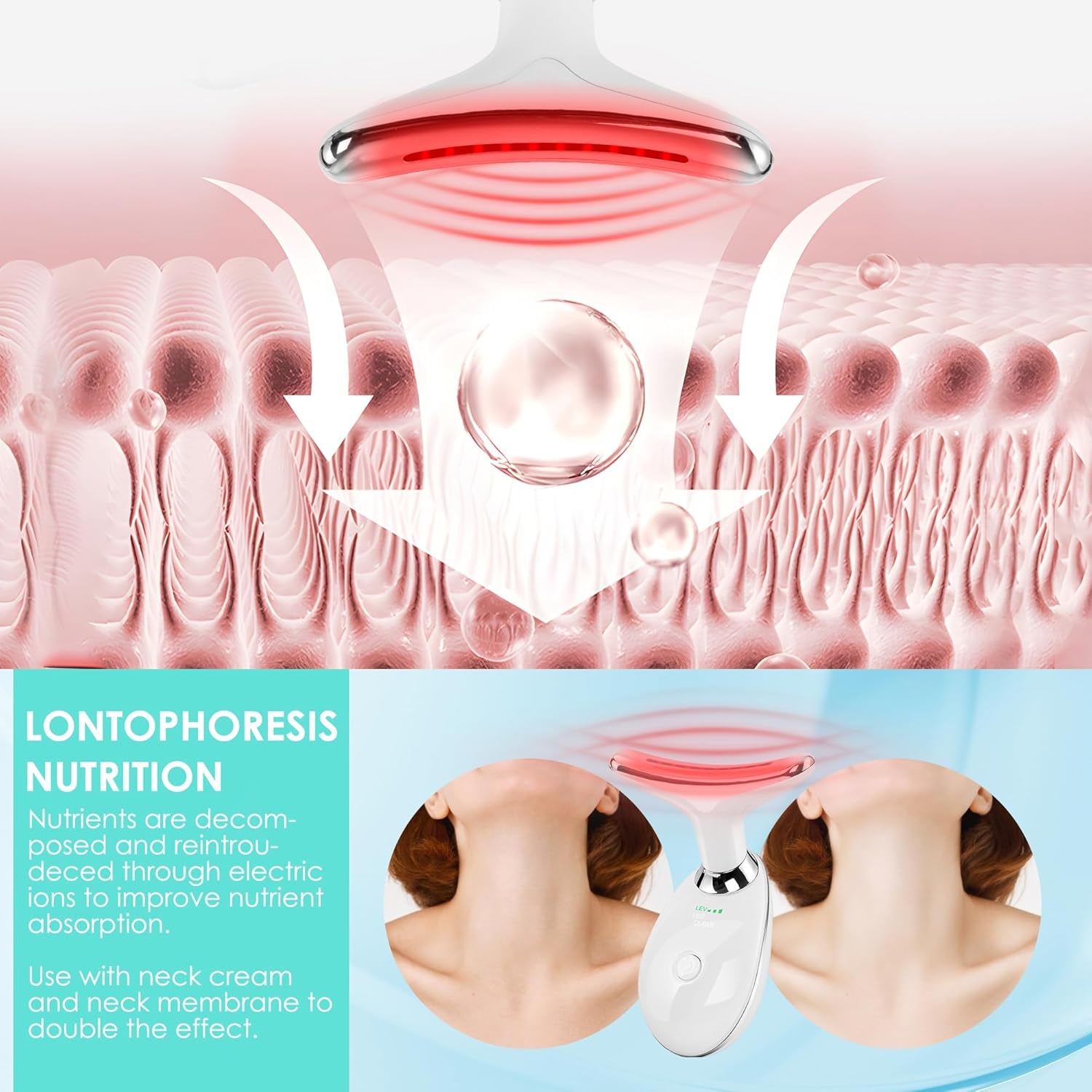 Facial Massager Red-Light-Therapy-For-Face and Neck, Face π² Culpting Wand with 7 Color