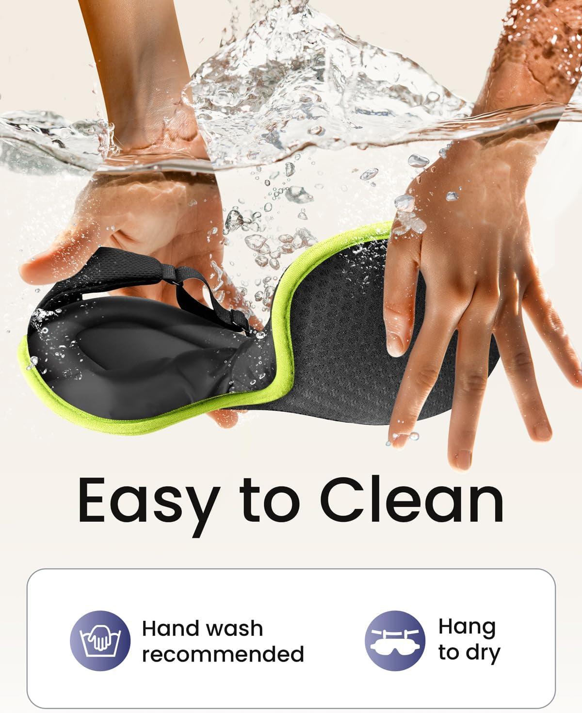 Ergonomic Sleep Mask with Adjustable Strap – Ultra Soft & Lightweight Eye Cover for Sleeping – 3D Contour, Breathable Fabric