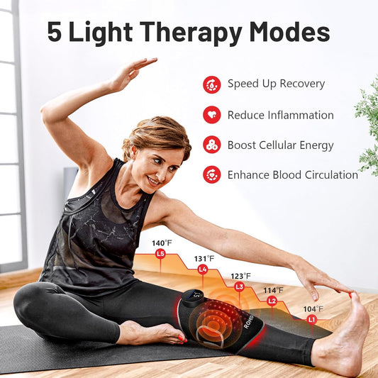 Advanced Red Light Knee Massager – 660nm/850nm Near Infrared & Vibration Therapy for Home Recovery & Comfort