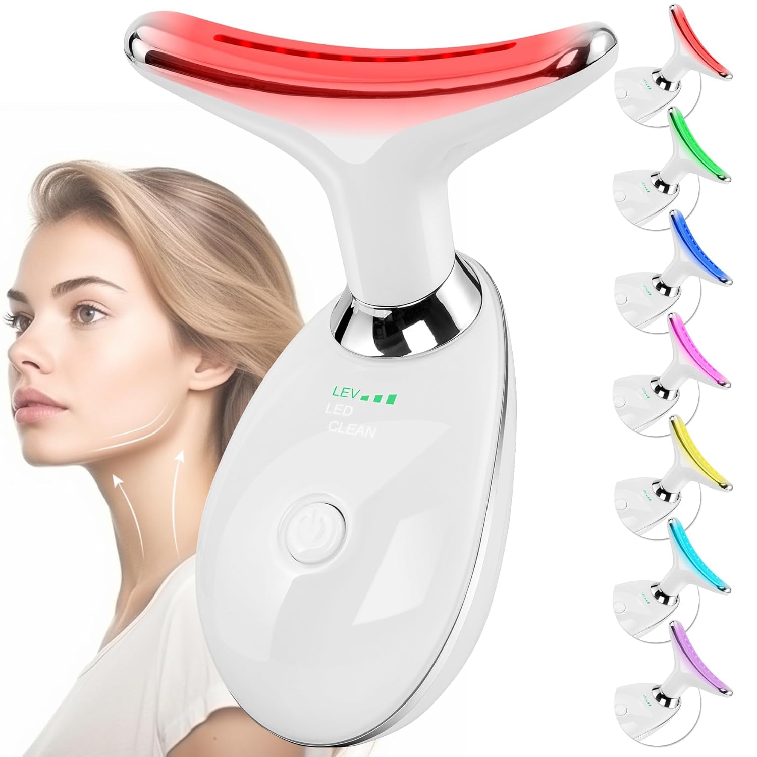 Facial Massager Red-Light-Therapy-For-Face and Neck, Face π² Culpting Wand with 7 Color