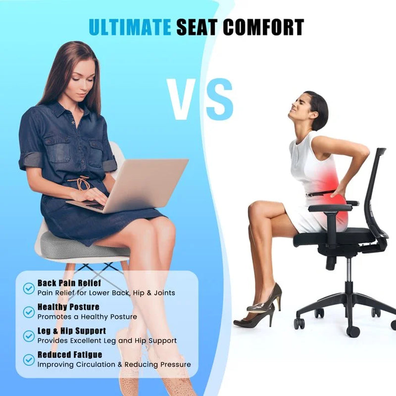 Ultimate Gel & Memory Foam Seat Cushion - Office, Car, & Airplane Support for Tailbone Pain Relief - Non-Slip Coccyx Cushion for Sciatica & Back Pain - Comfort in Gray