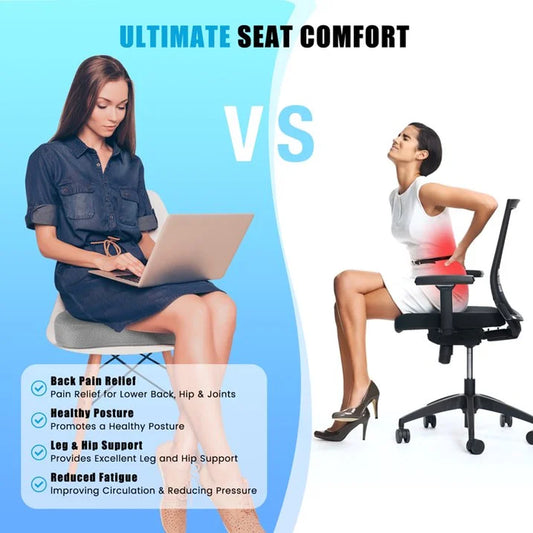 Ultimate Gel & Memory Foam Seat Cushion - Office, Car, & Airplane Support for Tailbone Pain Relief - Non-Slip Coccyx Cushion for Sciatica & Back Pain - Comfort in Gray