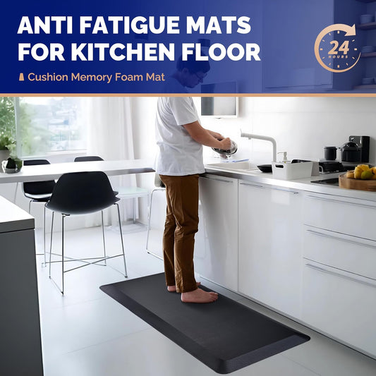 Supportive Standing Mat for Back Relief – Extra Thick Memory Foam Anti-Fatigue Mat – Ideal for Kitchen, Desk & Workspaces – 20"x39"