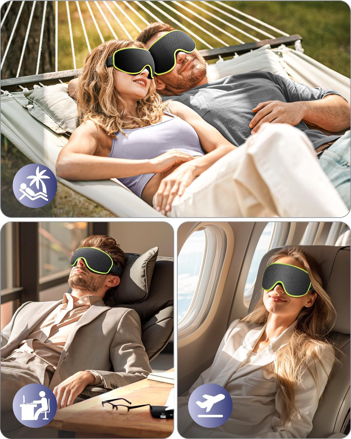 Ergonomic Sleep Mask with Adjustable Strap – Ultra Soft & Lightweight Eye Cover for Sleeping – 3D Contour, Breathable Fabric