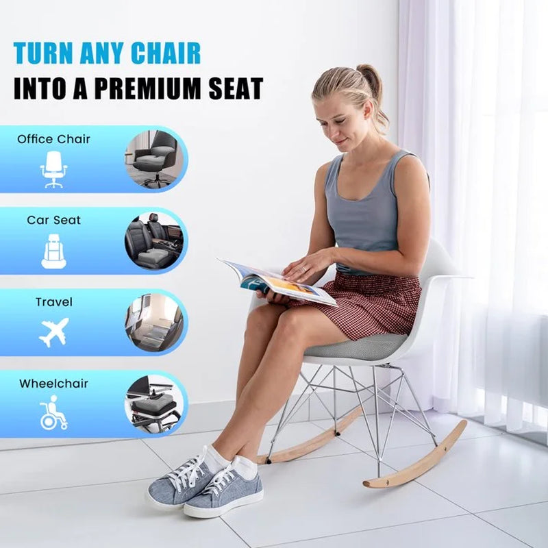 Ultimate Gel & Memory Foam Seat Cushion - Office, Car, & Airplane Support for Tailbone Pain Relief - Non-Slip Coccyx Cushion for Sciatica & Back Pain - Comfort in Gray
