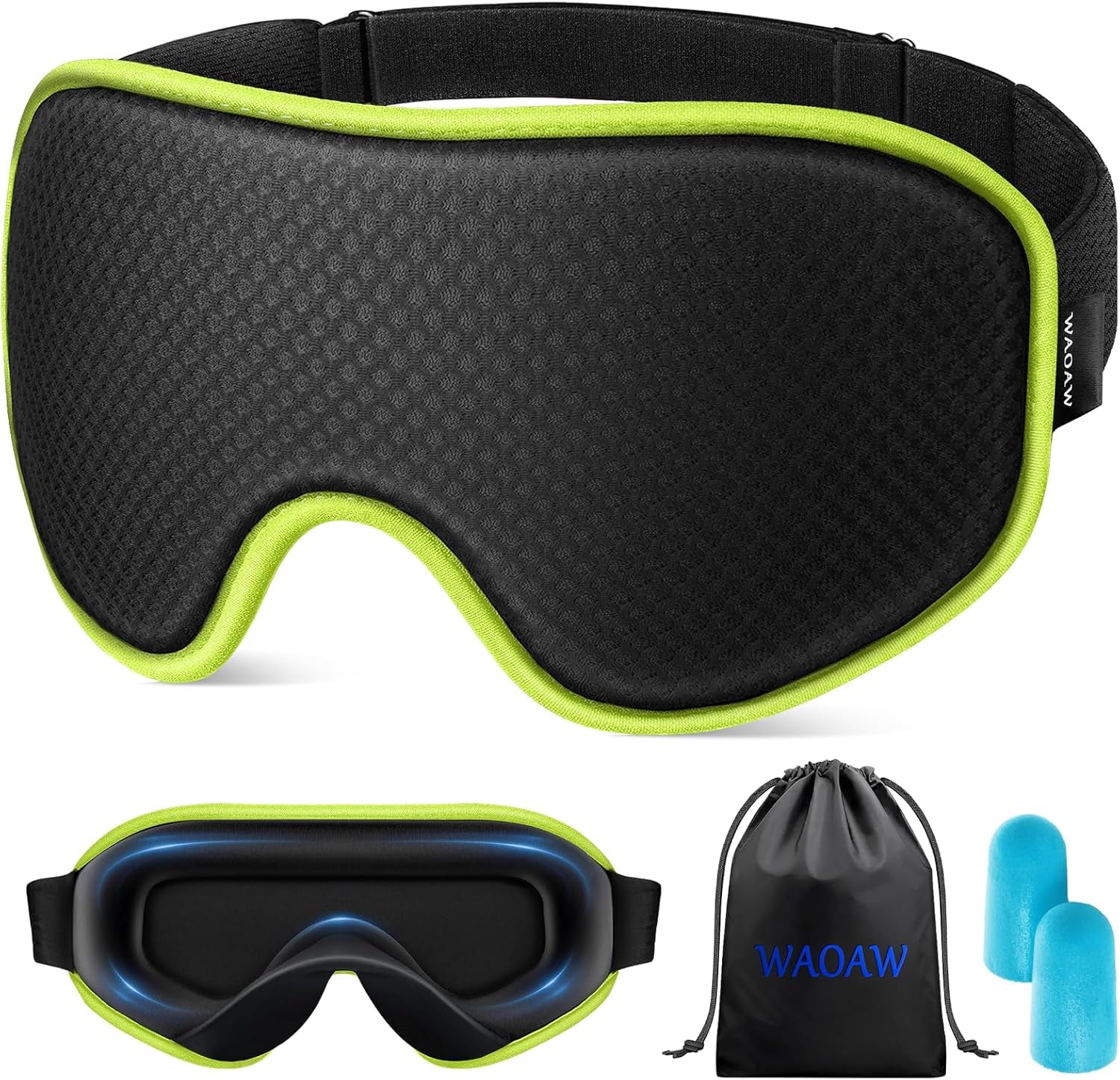 Ergonomic Sleep Mask with Adjustable Strap – Ultra Soft & Lightweight Eye Cover for Sleeping – 3D Contour, Breathable Fabric
