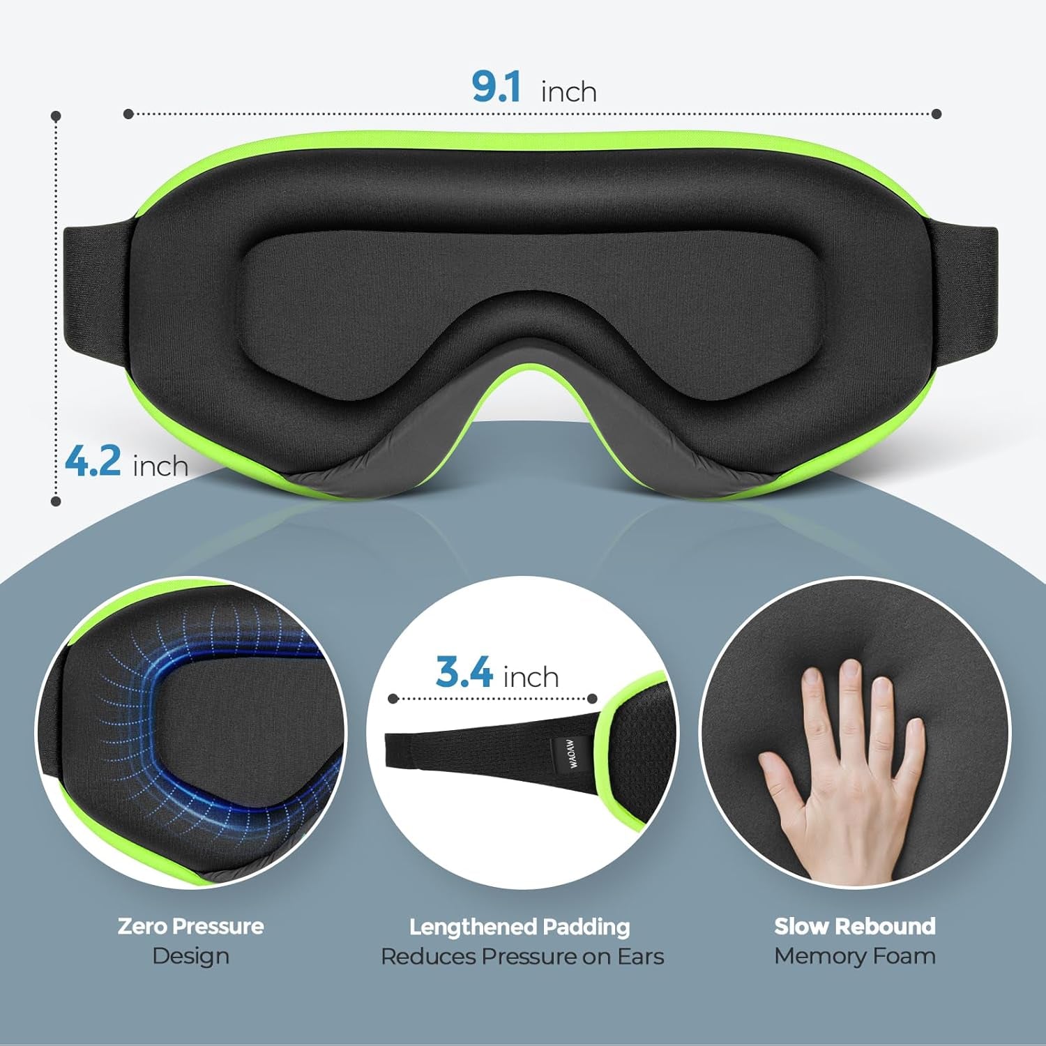 Ergonomic Sleep Mask with Adjustable Strap – Ultra Soft & Lightweight Eye Cover for Sleeping – 3D Contour, Breathable Fabric