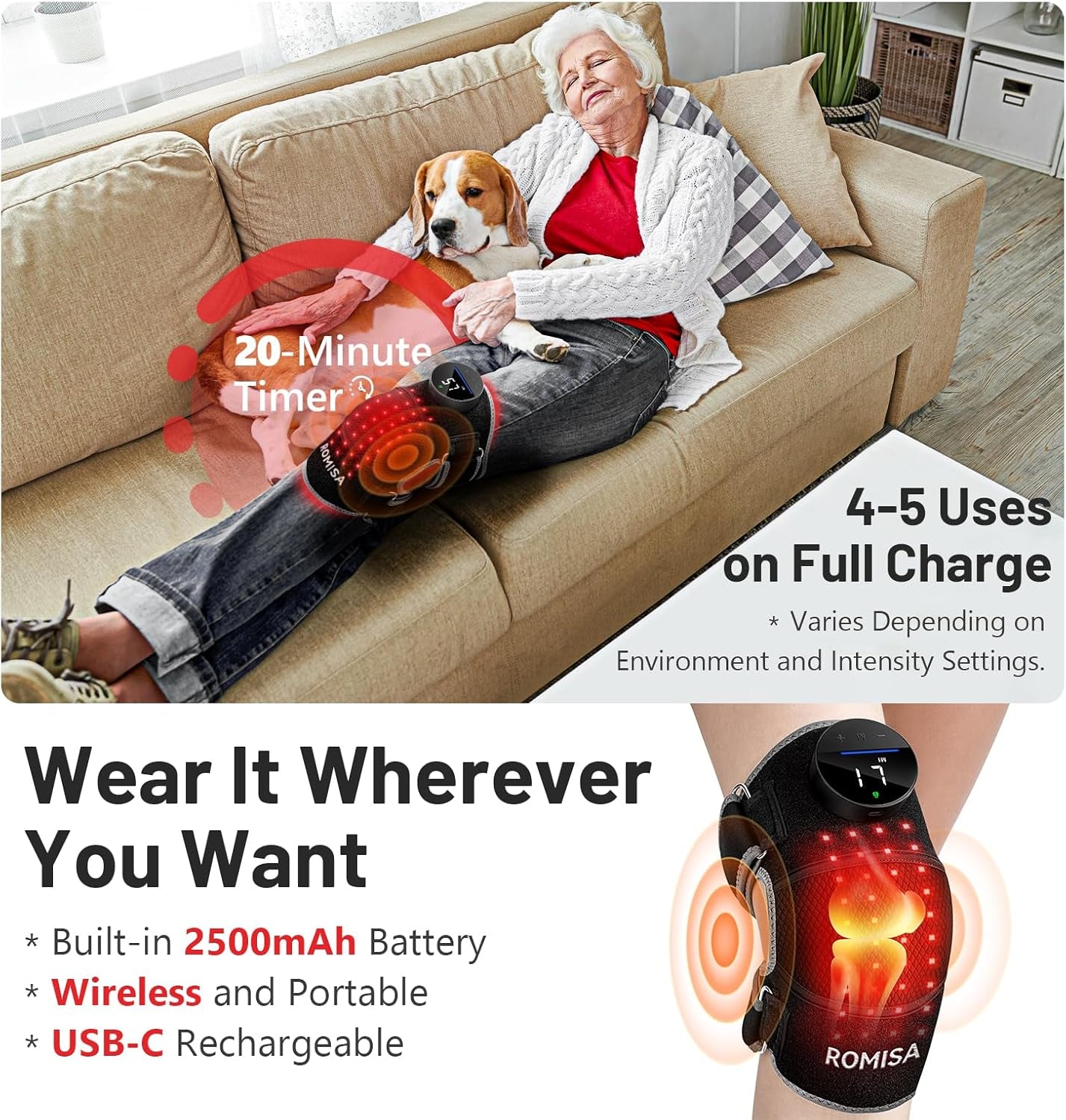 Advanced Red Light Knee Massager – 660nm/850nm Near Infrared & Vibration Therapy for Home Recovery & Comfort