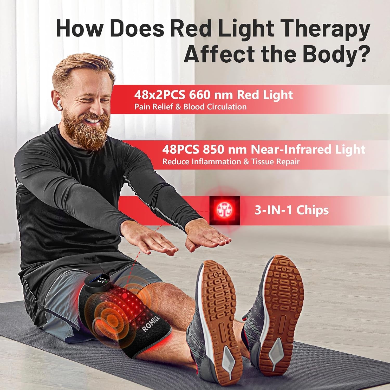 Advanced Red Light Knee Massager – 660nm/850nm Near Infrared & Vibration Therapy for Home Recovery & Comfort