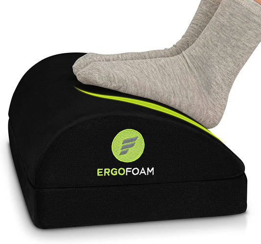 Adjustable Under Desk Foot Rest – Ergonomic Support for Posture, Lumbar & Knee Comfort – Memory Foam with 2 Heights