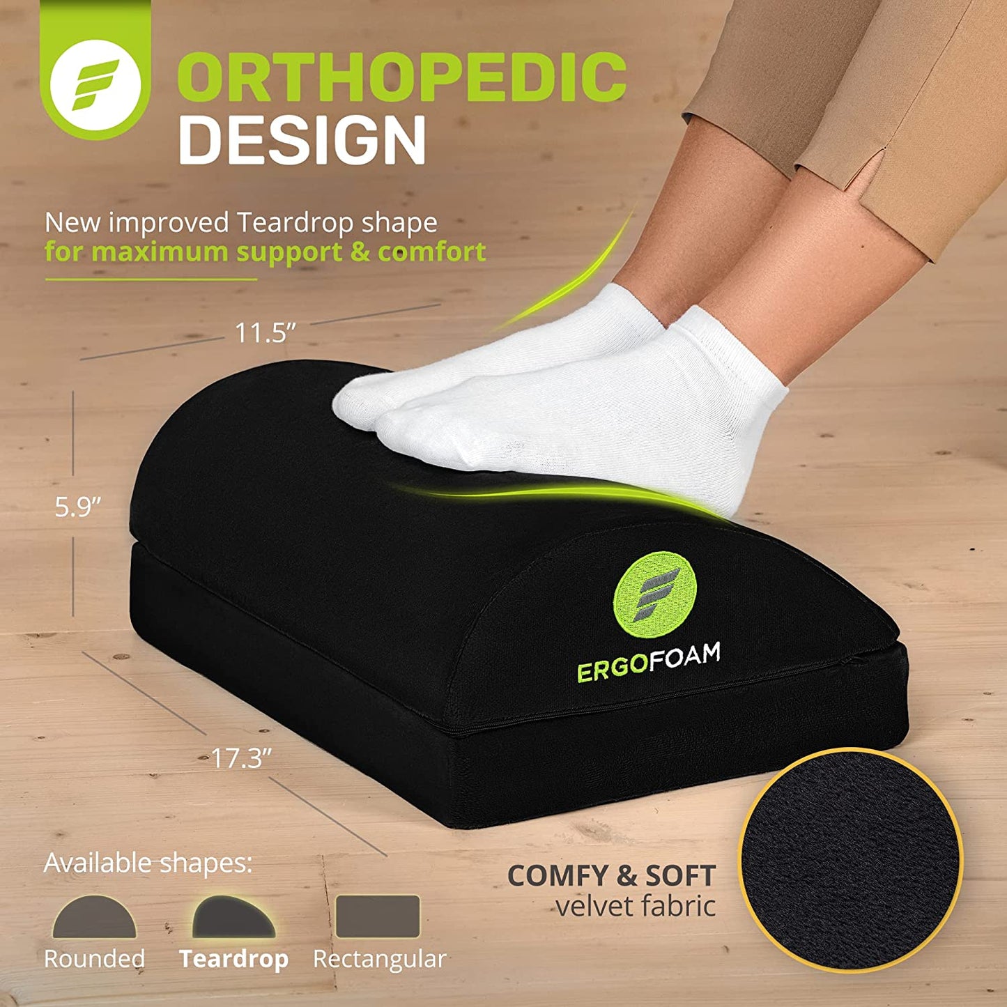 Adjustable Under Desk Foot Rest – Ergonomic Support for Posture, Lumbar & Knee Comfort – Memory Foam with 2 Heights