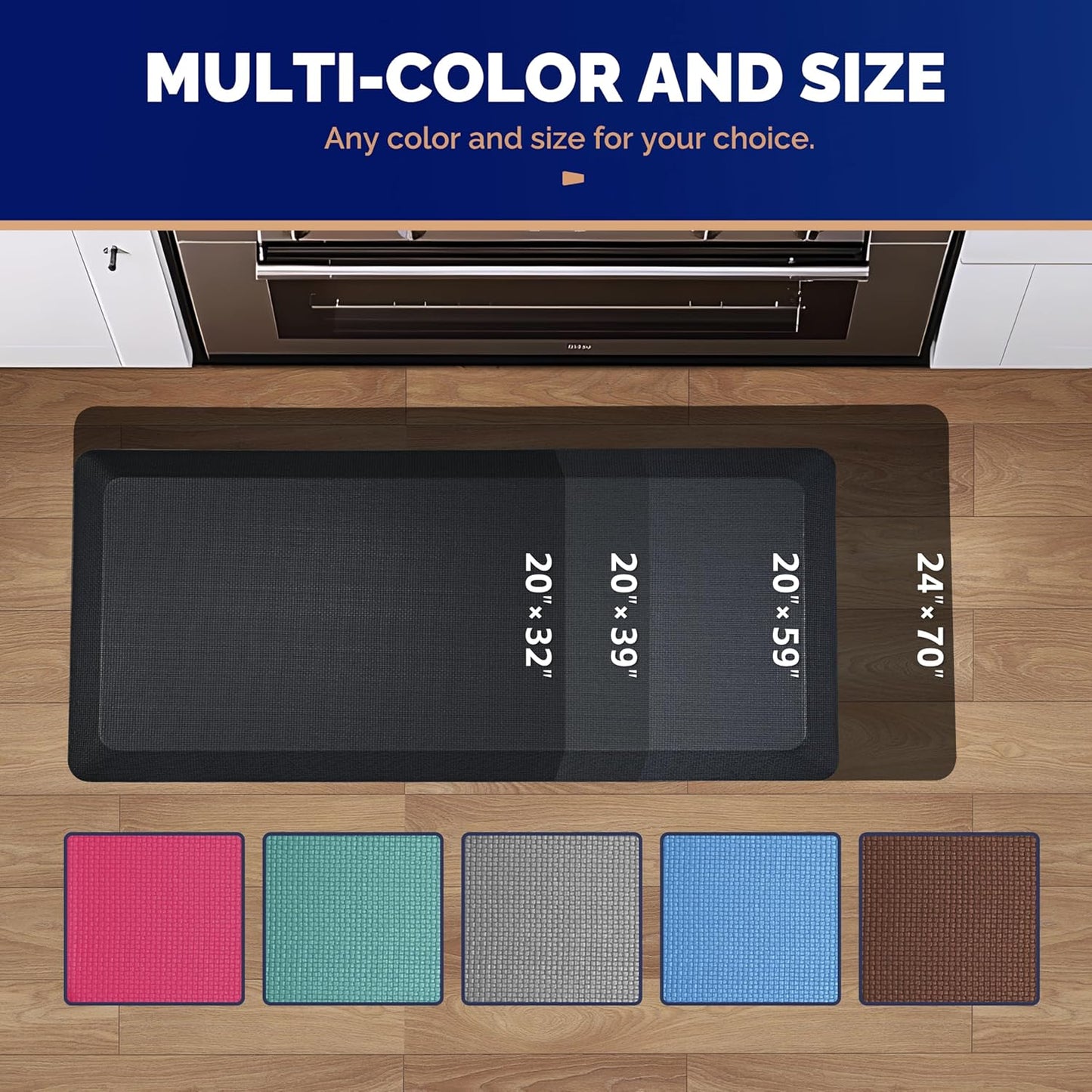 Supportive Standing Mat for Back Relief – Extra Thick Memory Foam Anti-Fatigue Mat – Ideal for Kitchen, Desk & Workspaces – 20"x39"