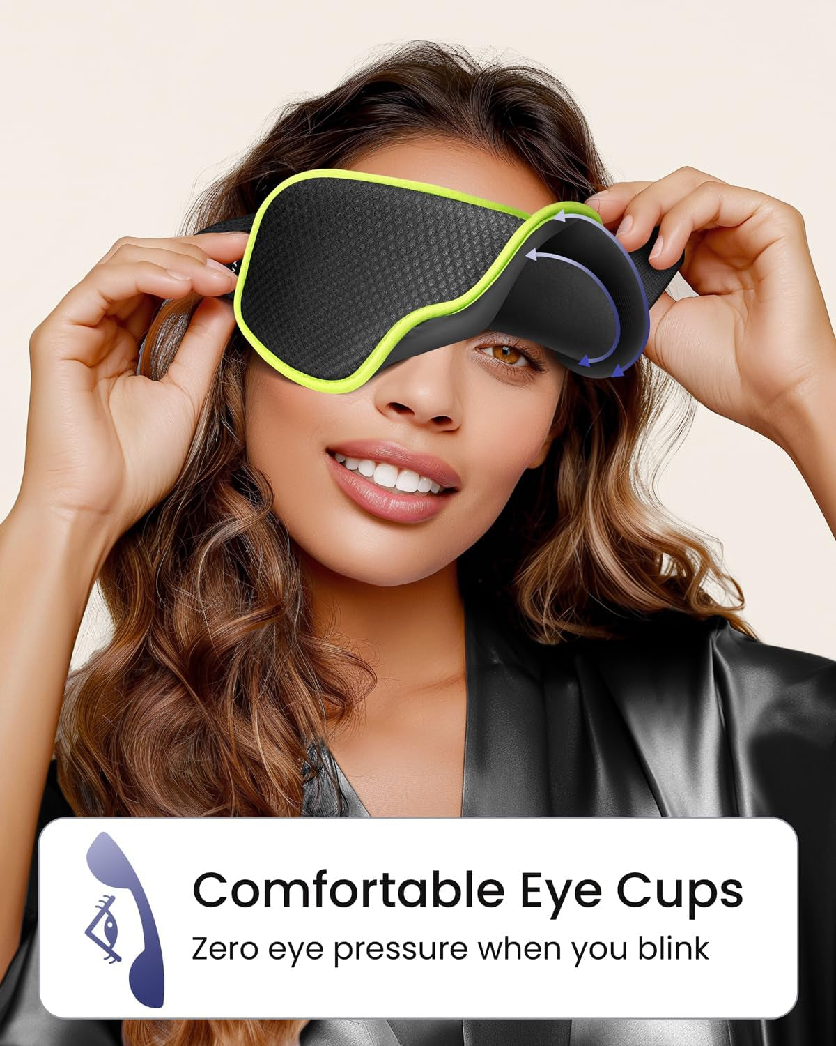 Ergonomic Sleep Mask with Adjustable Strap – Ultra Soft & Lightweight Eye Cover for Sleeping – 3D Contour, Breathable Fabric