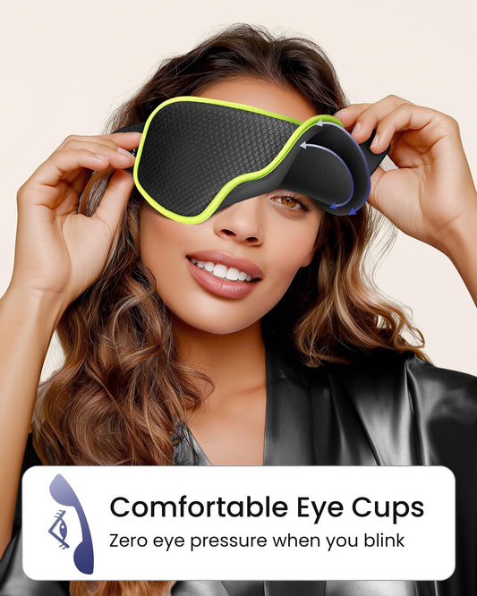 Ergonomic Sleep Mask with Adjustable Strap – Ultra Soft & Lightweight Eye Cover for Sleeping – 3D Contour, Breathable Fabric