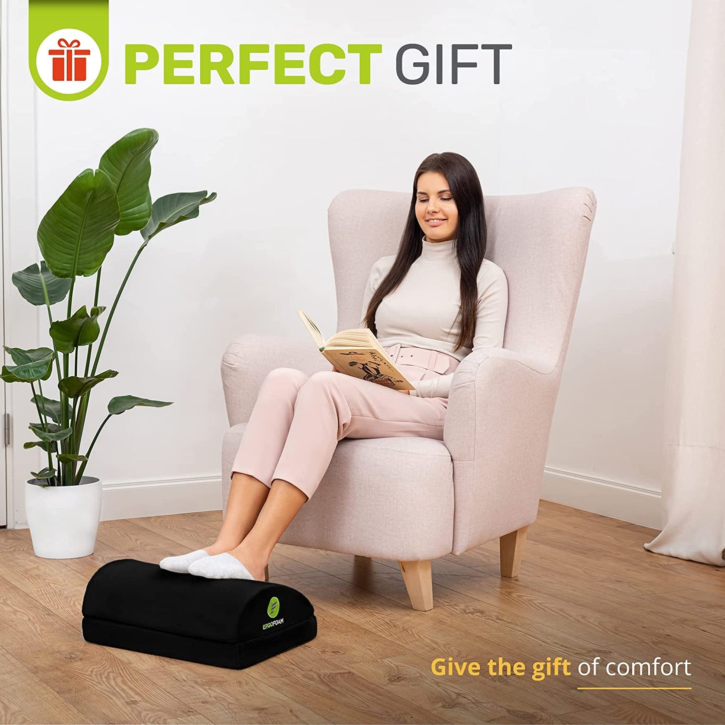 Adjustable Under Desk Foot Rest – Ergonomic Support for Posture, Lumbar & Knee Comfort – Memory Foam with 2 Heights