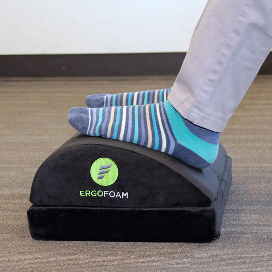 Adjustable Under Desk Foot Rest – Ergonomic Support for Posture, Lumbar & Knee Comfort – Memory Foam with 2 Heights