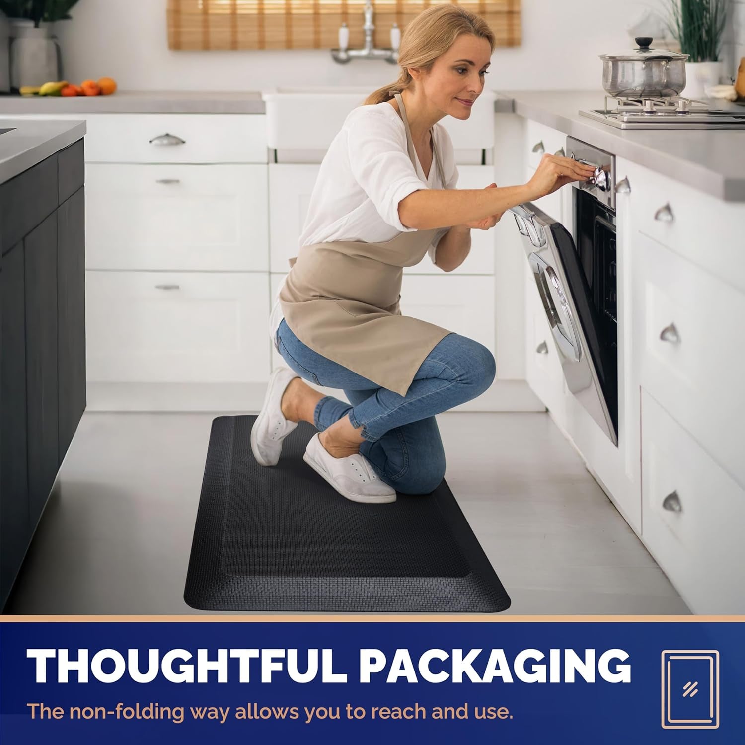 Supportive Standing Mat for Back Relief – Extra Thick Memory Foam Anti-Fatigue Mat – Ideal for Kitchen, Desk & Workspaces – 20"x39"