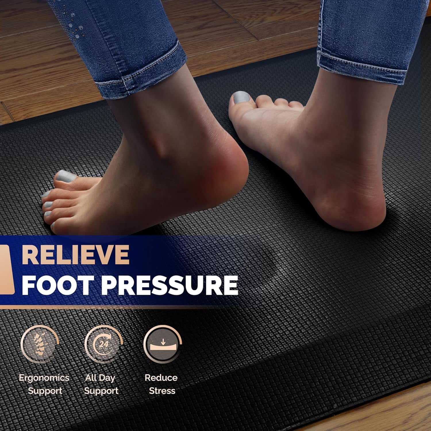 Supportive Standing Mat for Back Relief – Extra Thick Memory Foam Anti-Fatigue Mat – Ideal for Kitchen, Desk & Workspaces – 20"x39"